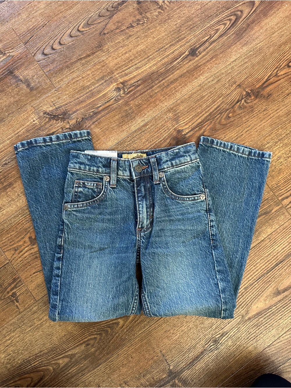 Wrangler 20x kids Blue Bootcut Denim Jeans sz 7SLIM